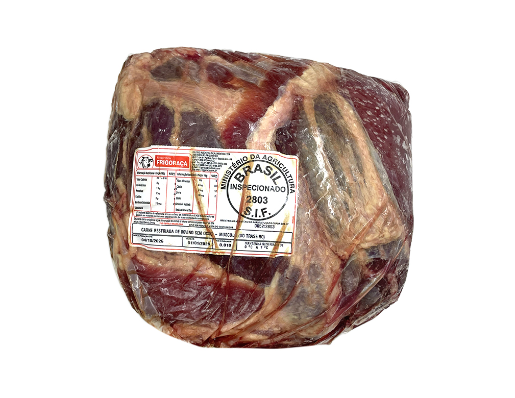 MÚSCULO DO TRASEIRO BOVINO RESFRIADO SEM OSSO FRIGORAÇA 3 KG (CX 25 KG)